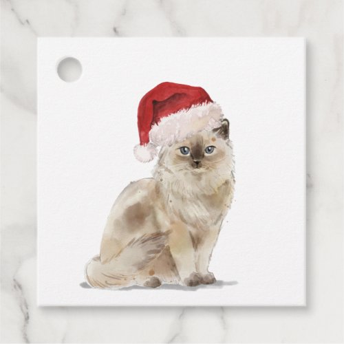 Cute Cat in a Santa Hat Christmas Gift Tags