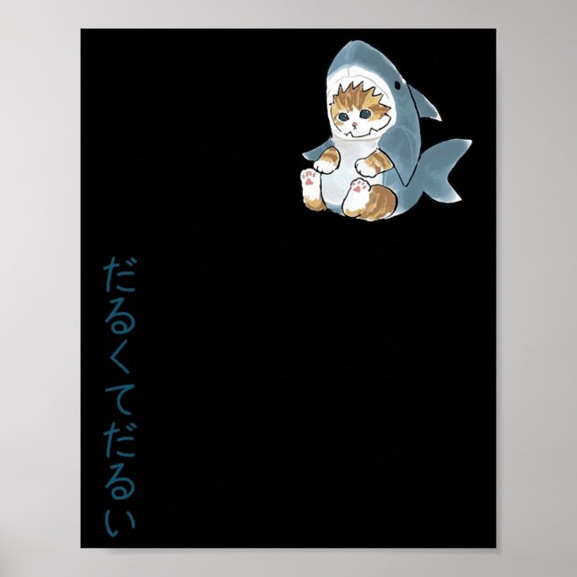 Cute Cat In A Shark Costume  Poster (Front)