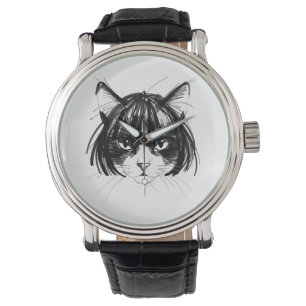 Cute Cat in a Wig (Style 1) Fine Art Watch