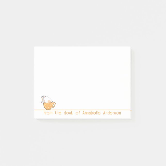 Cute Cat in an Orange Tea Cup Personalize Post-it Notes (Front)