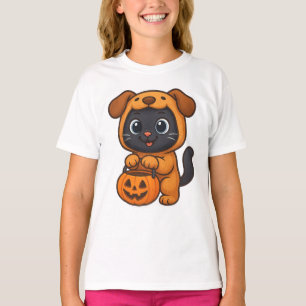 Cute Cat in Dog Costume Trick-or-Treat Halloween S T-Shirt
