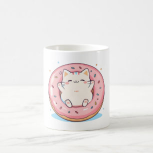 Cute Cat in Donut Kawaii Sweet Design Coffee Mug