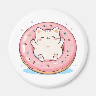 Cute Cat in Donut Kawaii Sweet Design Magnet