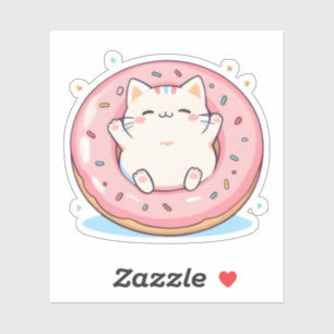 Cute Cat in Donut Kawaii Sweet Design Sticker