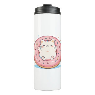 Cute Cat in Donut Kawaii Sweet Design Thermal Tumbler