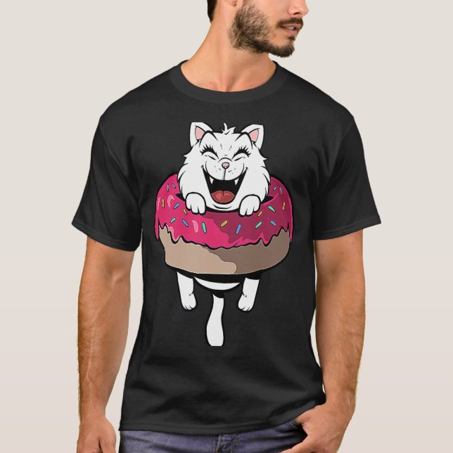 Cute cat in donut ring donuts T-Shirt (Front)