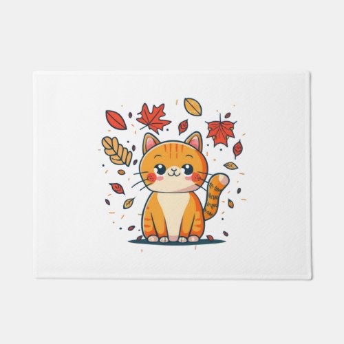 Cute Cat In Fall  1 Doormat