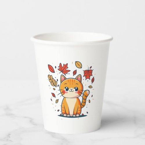 Cute Cat In Fall  1 Paper Cups