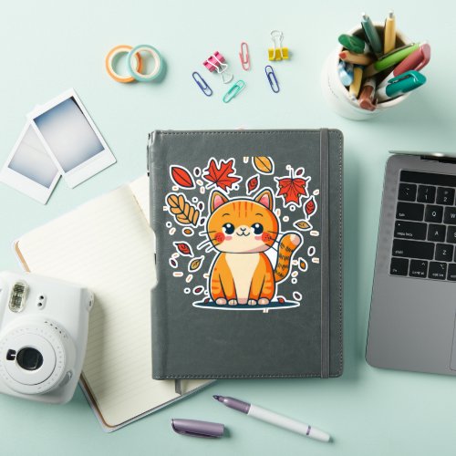 Cute Cat In Fall  1 Sticker