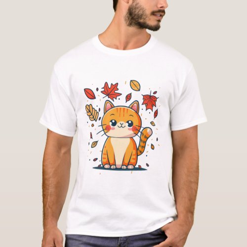 Cute Cat In Fall  1 T_Shirt