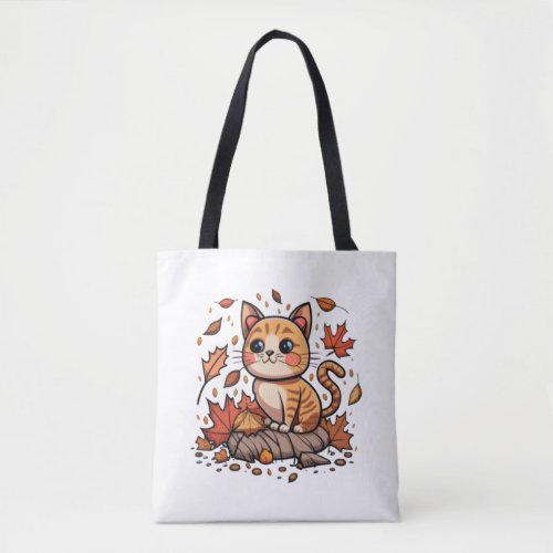 Cute Cat In Fall   Tote Bag