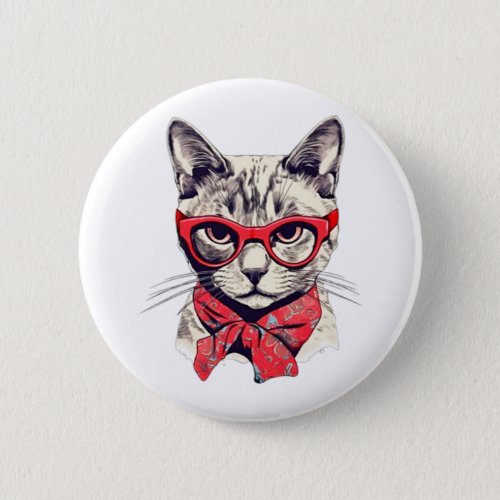 Cute Cat in glasses sticker   Button