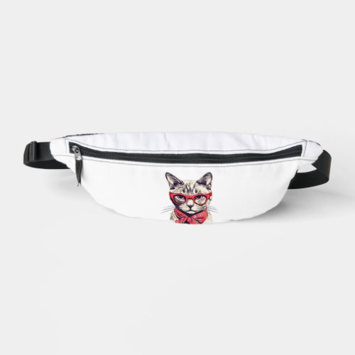 Cute Cat in glasses sticker   Fanny Pack