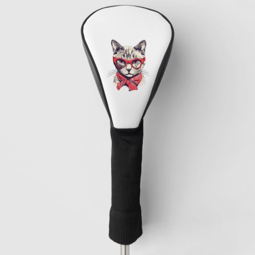 Cute Cat in glasses sticker   Golf Head Cover