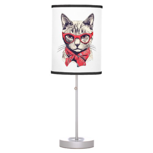 Cute Cat in glasses sticker   Table Lamp