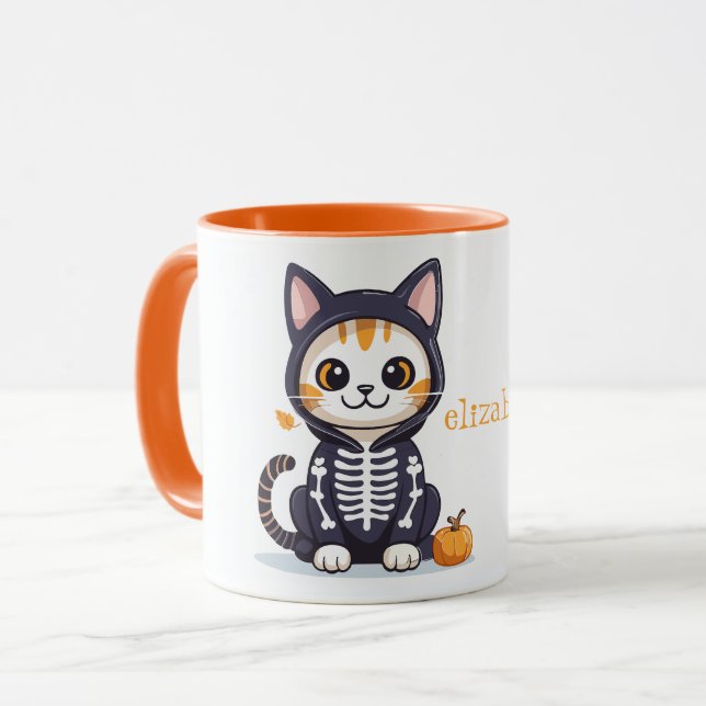 Cute Cat in Halloween Costume Mug (Front Left)