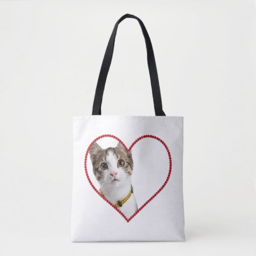 Cute Cat in Heart Tote Bag