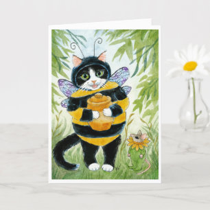 Cute Cat in Honey Bee costume card