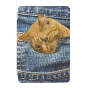 Cute cat in jeans pocket funny illusion iPad mini cover