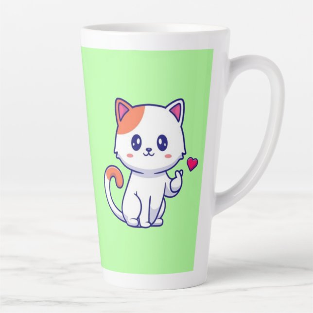 Cute Cat in Love Sign Hand-23577 Latte Mug (Right)