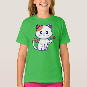Cute Cat in Love Sign Hand-23577 T-Shirt