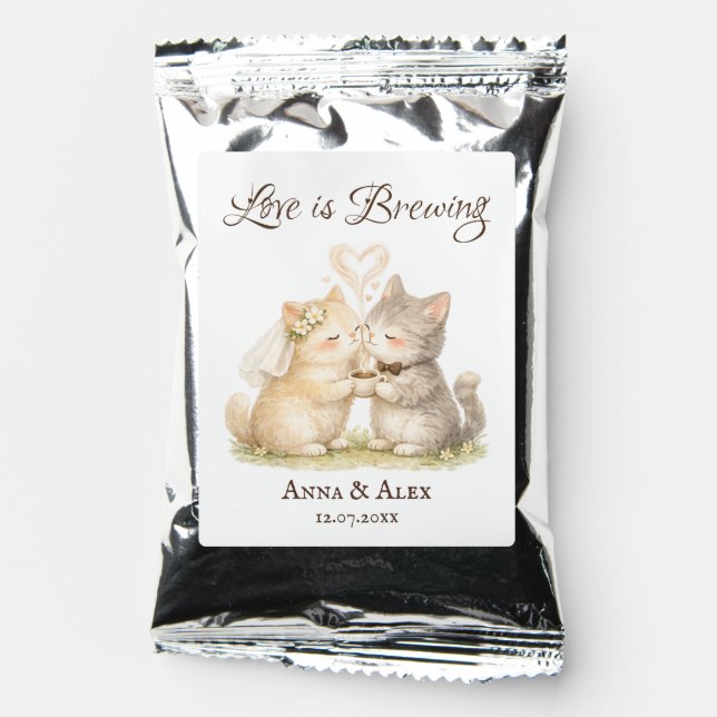 Cute Cat in Love Wedding Coffee Drink Mix (Front)