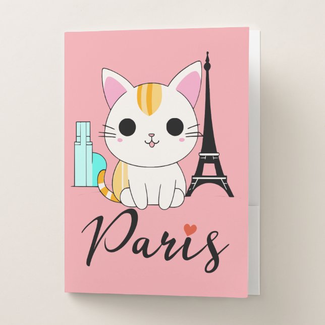Cute cat in Paris Pocket Folder (Front)