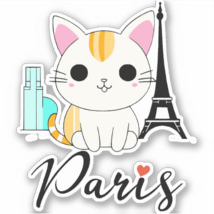 Cute cat in Paris Sticker
