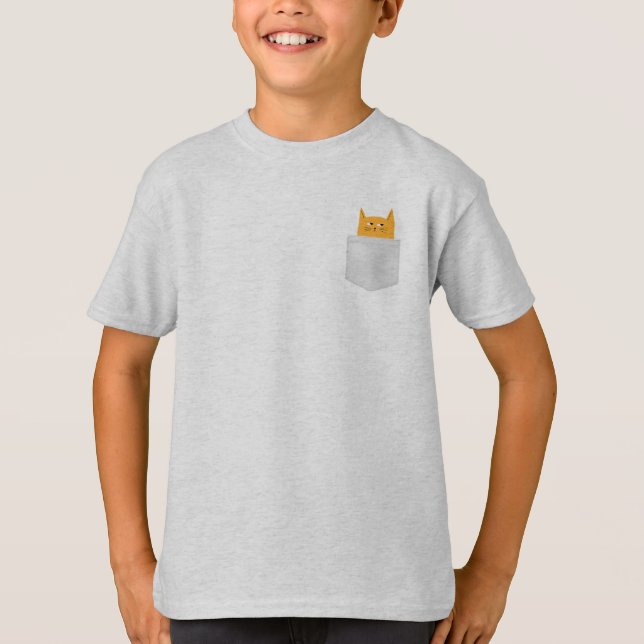Cute Cat in Pocket ,peek a boo , Halloween Costume T-Shirt (Front)