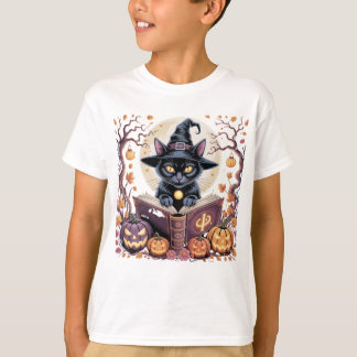 Cute cat in pumpkin garden Halloween T-shirt