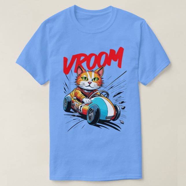 cute cat in racing car T-Shirt (Design Front)