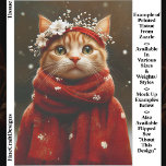 Cute Cat in Red Snowflake Scarf ED8L Decoupage Tissue Paper