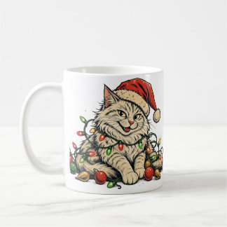 Cute Cat in Santa Hat Christmas Mug