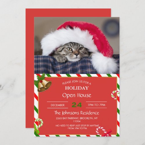 Cute cat in santa hat          invitation