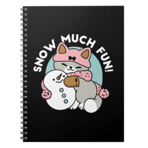 Cute Cat in Snow Gear with Snowman Art Notebook