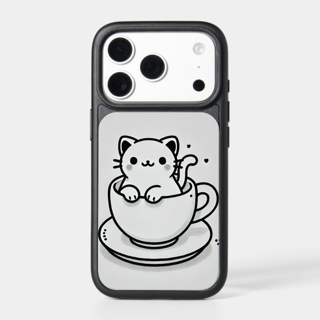 Cute Cat in Teacup iPhone 17 Pro Case (Back)