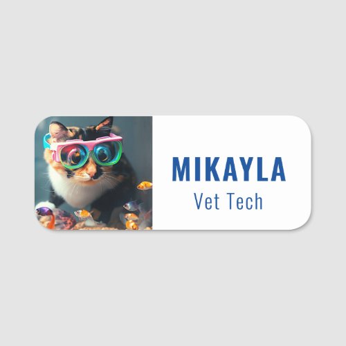 Cute Cat in the Acquarium Name Tag