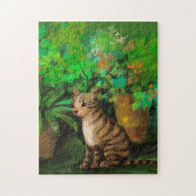 Cute cat in the garden Puzzle (Vertical)