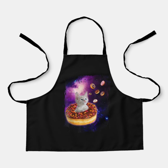 Cute Cat Inside Donut In Space Kitty Lovers Apron (Front)