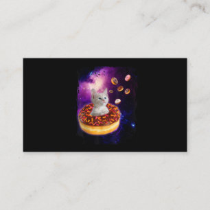 Cute Cat Inside Donut In Space Kitty Lovers Business Card