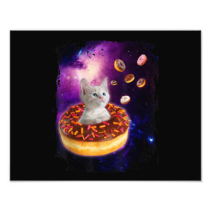 Cute Cat Inside Donut In Space Kitty Lovers Photo Print