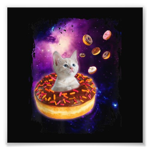 Cute Cat Inside Donut In Space Kitty Lovers Photo Print