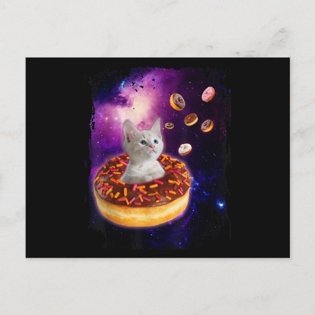 Cute Cat Inside Donut In Space Kitty Lovers Postcard (Front)