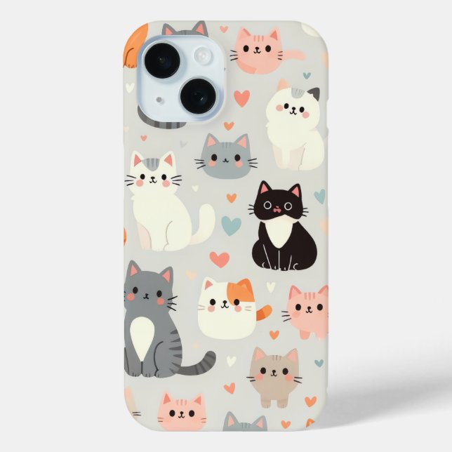 Cute Cat iPhone 15 Case (Back)