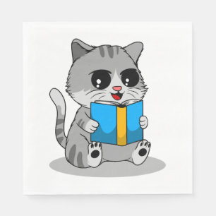 Cute Cat is reading a book Napkins