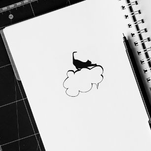 Cute Cat Journal Rubber Stamp