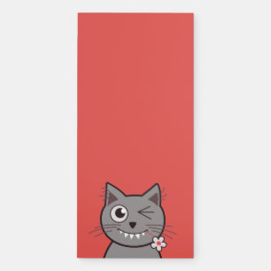 Cute Cat Kawaii Kitty Kids Red Magnetic Notepad