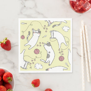 Cute Cat Kids Birthday Party Napkins