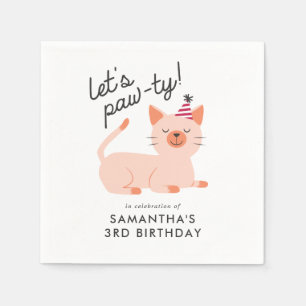 Cute Cat Kids Birthday Party Orange Kitten Napkins