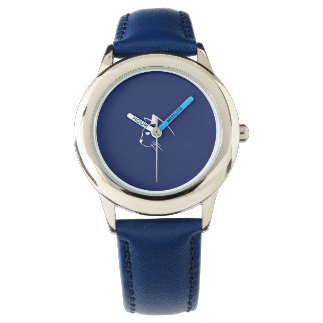 Cute Cat Kids E-Watch with Blue Background – Adora Watch (Front)